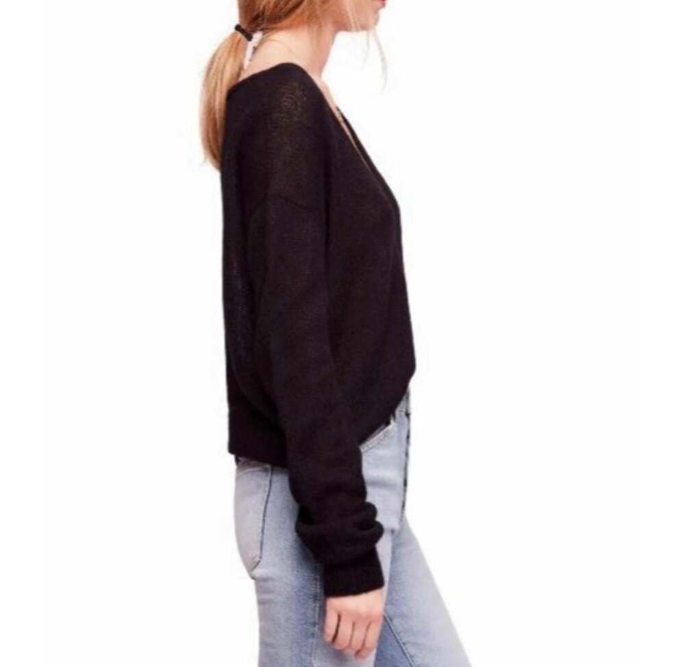 Soft Grunge Alpaca Knit Deep V Sweater | Cozy Minimalist Slouchy Goth - Picture 2 of 11